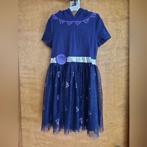 Marvel Black Panther Wakanda Forever Purple Hooded Dress with Gold Accents